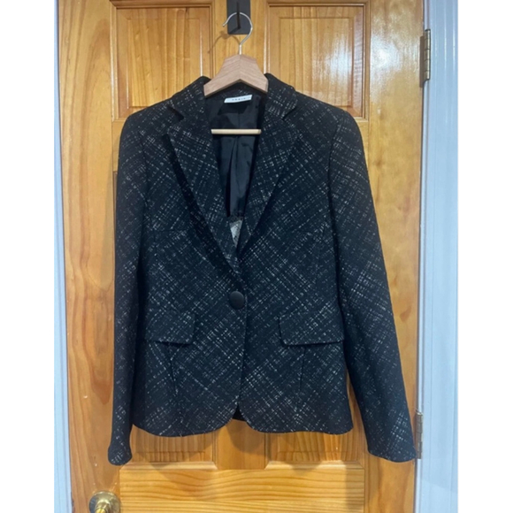 Akris Punto Black Textured Tweed Blazer Jacket Women’s US 6 EU 38